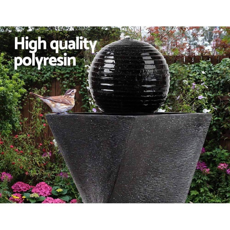 Gardeon Solar Water Feature with LED Lights Black 85cm Gardeon Solar Water Feature with LED Lights Black 85cm
