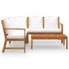 4 Piece Garden Lounge Set with Cushion Cream Solid Acacia Wood