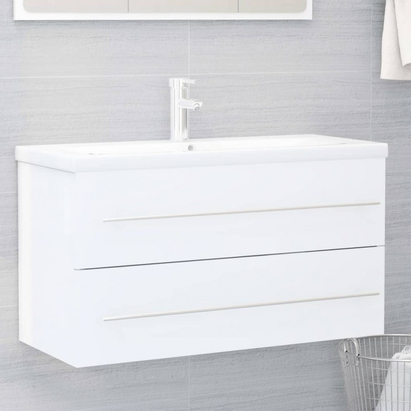 2 Piece Bathroom Furniture Set High Gloss White Engineered Wood 2 Piece Bathroom Furniture Set High Gloss White Engineered Wood
