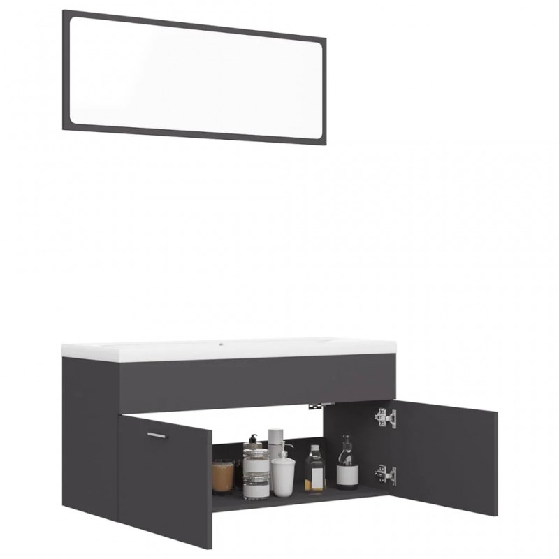 Bathroom Furniture Set Grey Engineered Wood Bathroom Furniture Set Grey Engineered Wood
