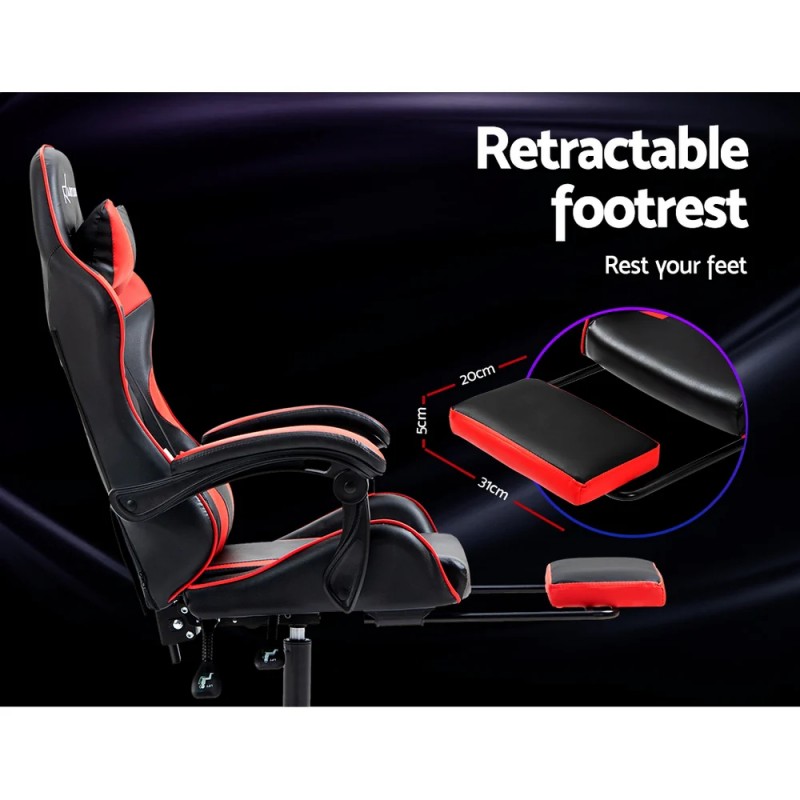 Artiss Gaming Office Chair Recliner Footrest Red Artiss Gaming Office Chair Recliner Footrest Red