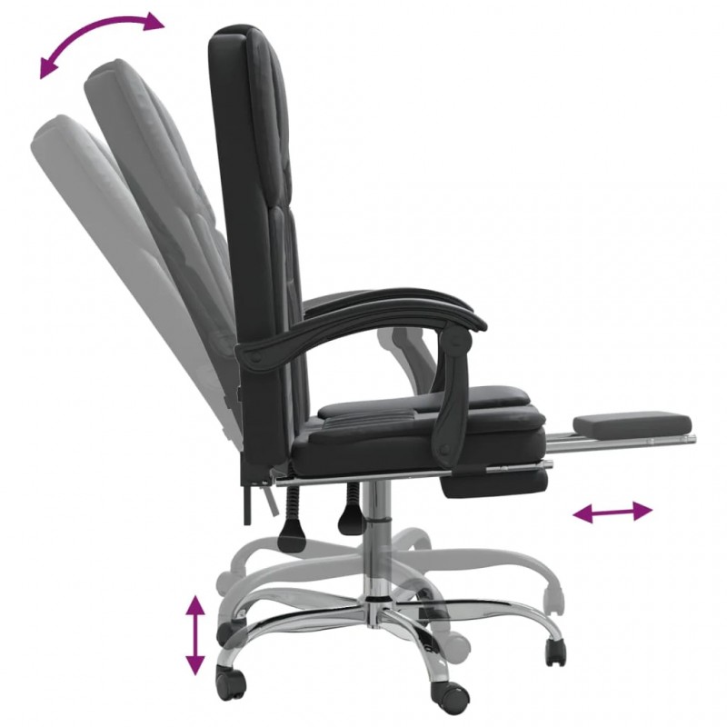 Reclining Office Chair Black Faux Leather Reclining Office Chair Black Faux Leather