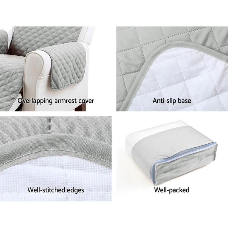 Artiss Sofa Cover Couch Covers 3 Seater Quilted Grey Artiss Sofa Cover Couch Covers 3 Seater Quilted Grey