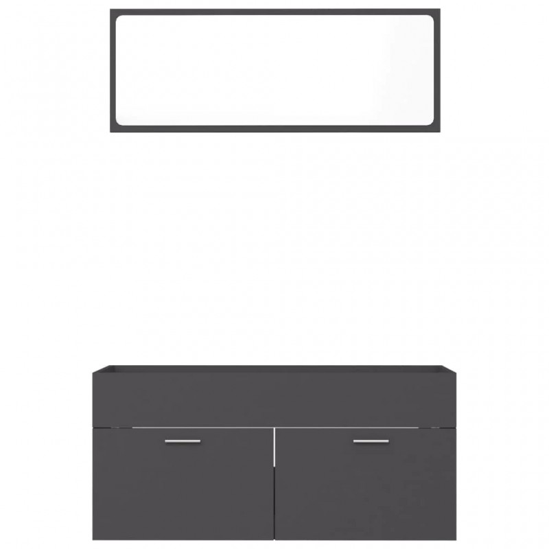 2 Piece Bathroom Furniture Set Grey Engineered Wood 2 Piece Bathroom Furniture Set Grey Engineered Wood
