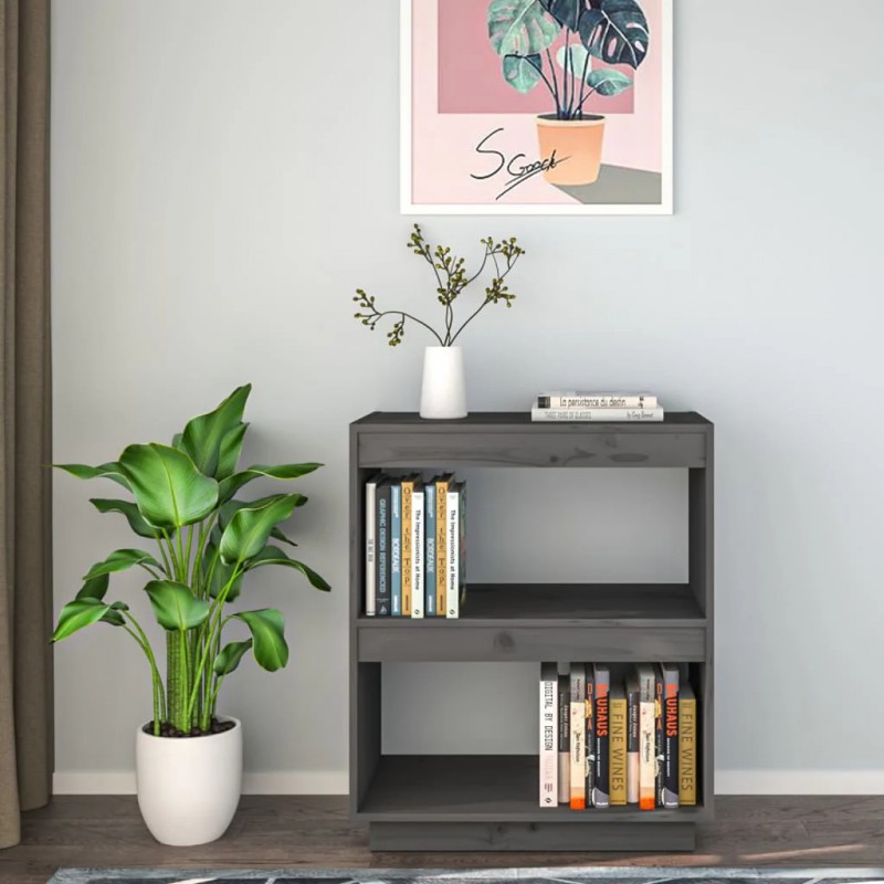 Book Cabinet Grey 60x35x71 cm Solid Wood Pine Book Cabinet Grey 60x35x71 cm Solid Wood Pine