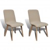 vidaXL Dining Chairs 2 pcs Beige Fabric and Solid Oak Wood