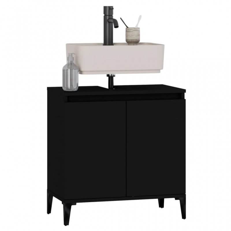 Sink Cabinet Black 58x33x60 cm Engineered Wood Sink Cabinet Black 58x33x60 cm Engineered Wood