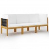 3-Seater Garden Sofa with Cushion Solid Acacia Wood