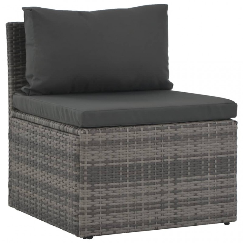 4 Piece Garden Lounge Set with Cushions Poly Rattan Grey 4 Piece Garden Lounge Set with Cushions Poly Rattan Grey