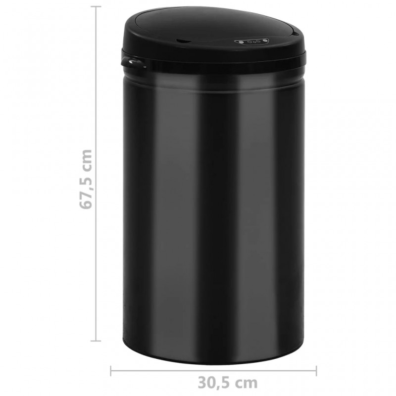 Automatic Sensor Dustbin 40 L Carbon Steel Black Automatic Sensor Dustbin 40 L Carbon Steel Black