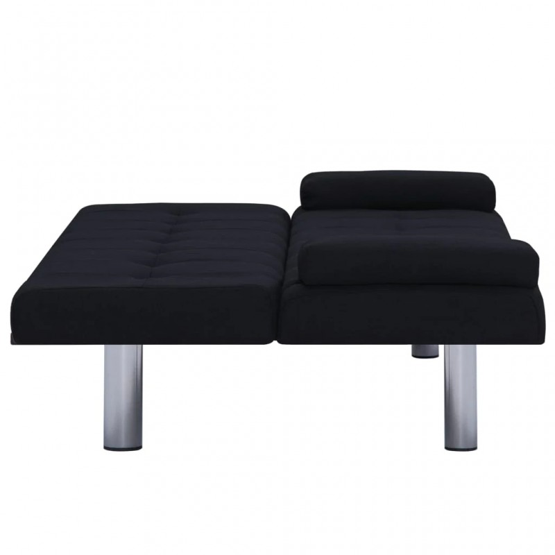 Sofa Bed with Two Pillows Black Polyester Sofa Bed with Two Pillows Black Polyester