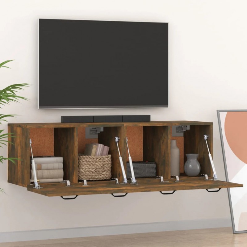 Wall Cabinets 2 pcs Smoked Oak 80x35x36.5 cm Engineered Wood Wall Cabinets 2 pcs Smoked Oak 80x35x36.5 cm Engineered Wood