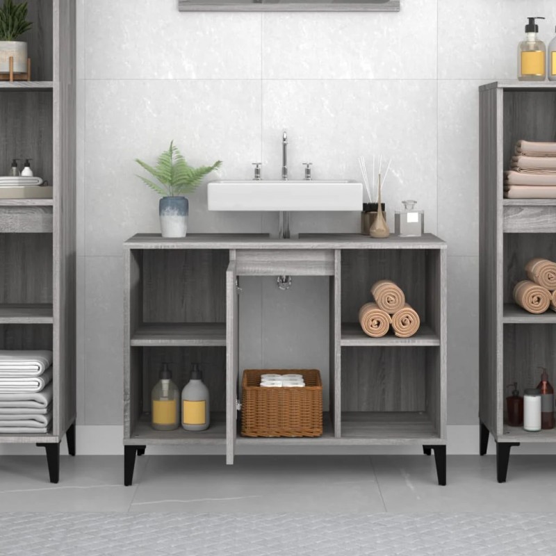 Sink Cabinet Grey Sonoma 80x33x60 cm Engineered Wood Sink Cabinet Grey Sonoma 80x33x60 cm Engineered Wood