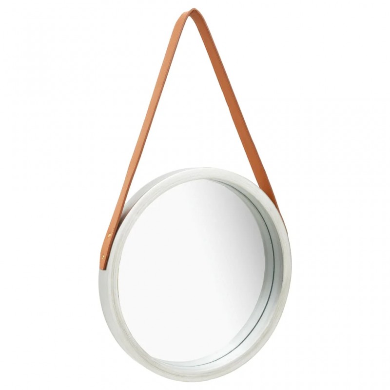 Wall Mirror with Strap 40 cm Silver