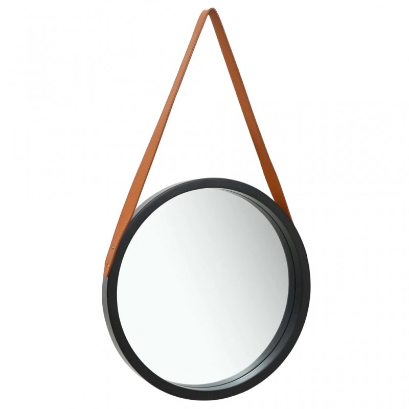 Wall Mirror with Strap 40 cm Black