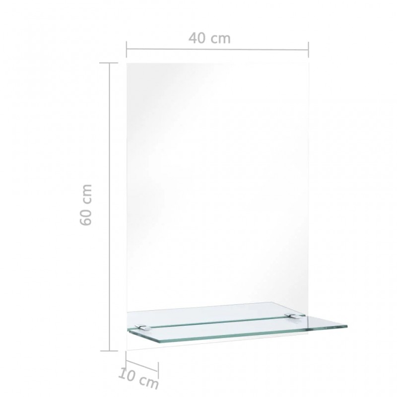 Wall Mirror with Shelf 40x60 cm Tempered Glass Wall Mirror with Shelf 40x60 cm Tempered Glass