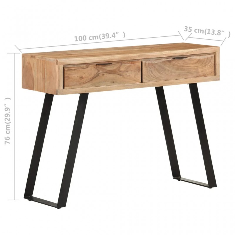 Console Table 100x35x76 cm Solid Acacia Wood with Live Edges Console Table 100x35x76 cm Solid Acacia Wood with Live Edges