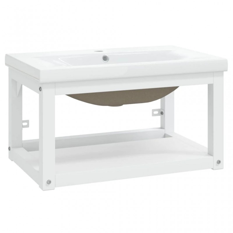 Bathroom Washbasin Frame with Built-in Basin White Iron Bathroom Washbasin Frame with Built-in Basin White Iron