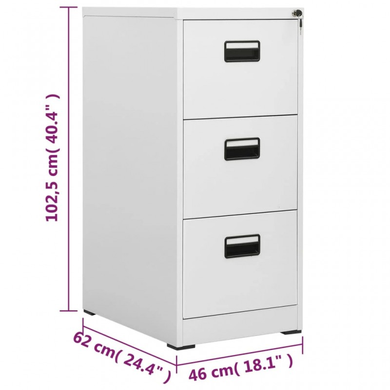 Filing Cabinet Light Grey 46x62x102.5 cm Steel Filing Cabinet Light Grey 46x62x102.5 cm Steel