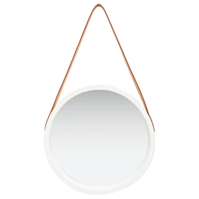 Wall Mirror with Strap 40 cm White Wall Mirror with Strap 40 cm White