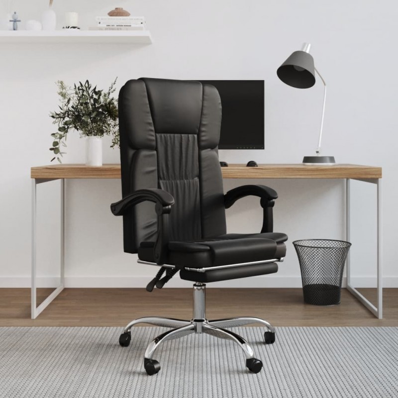 Reclining Office Chair Black Faux Leather Reclining Office Chair Black Faux Leather