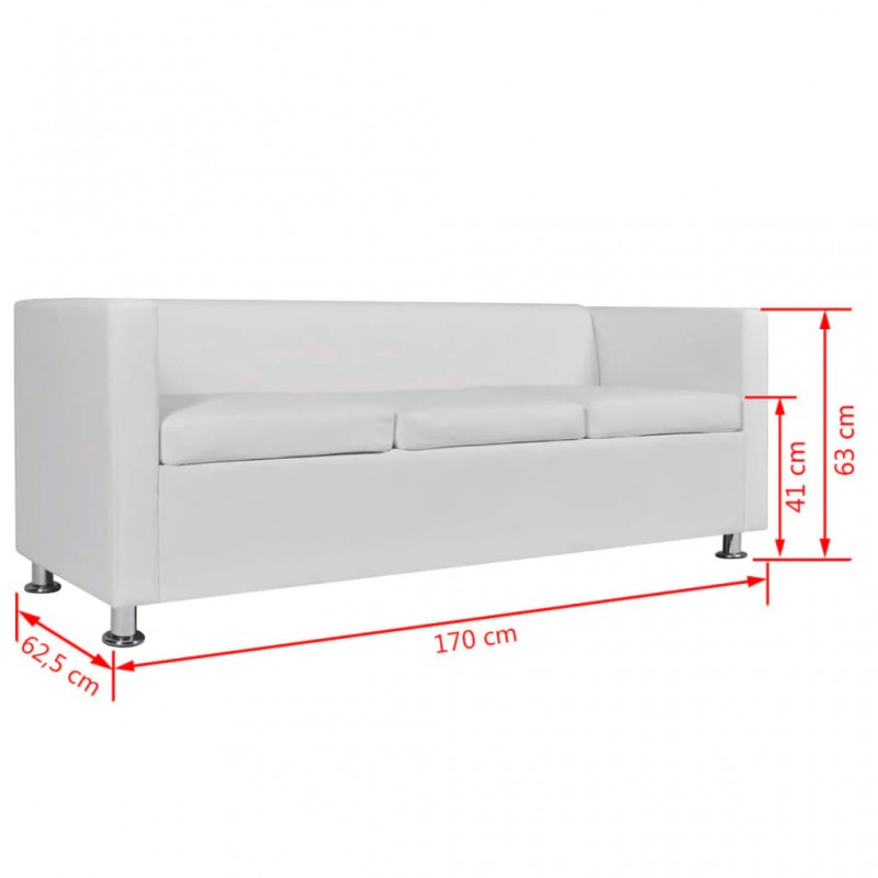 Sofa Set Artificial Leather 3-Seater and 2-Seater White Sofa Set Artificial Leather 3-Seater and 2-Seater White
