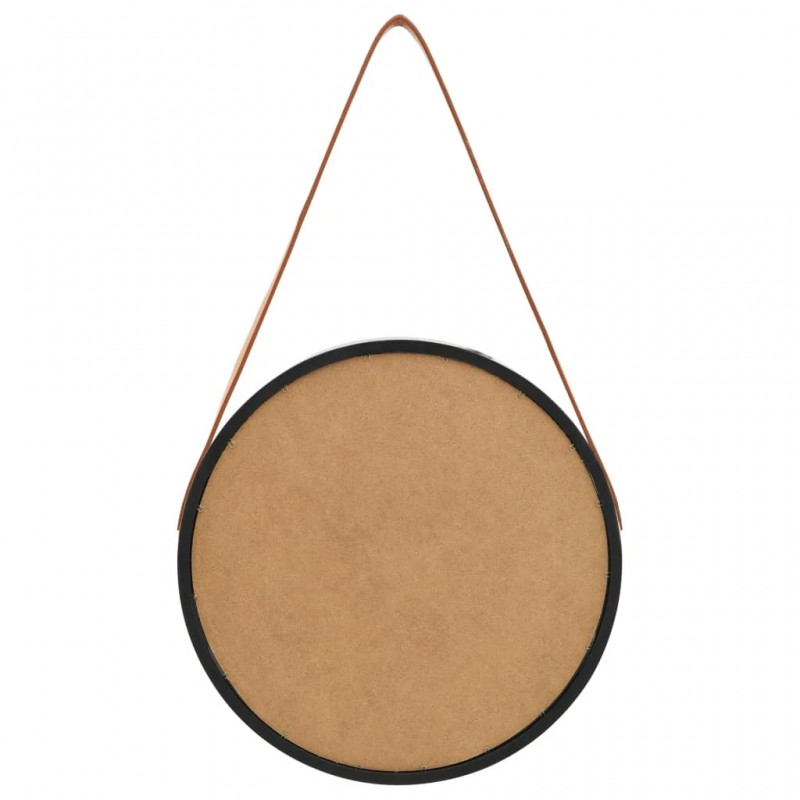 Wall Mirror with Strap 40 cm Black Wall Mirror with Strap 40 cm Black