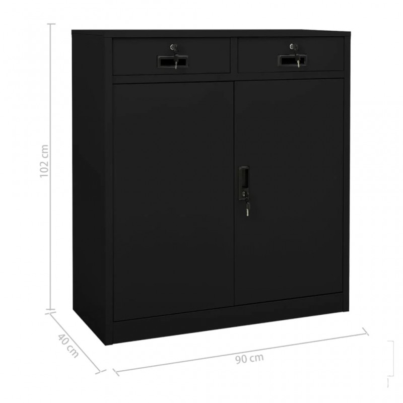 Office Cabinet Black 90x40x102 cm Steel Office Cabinet Black 90x40x102 cm Steel