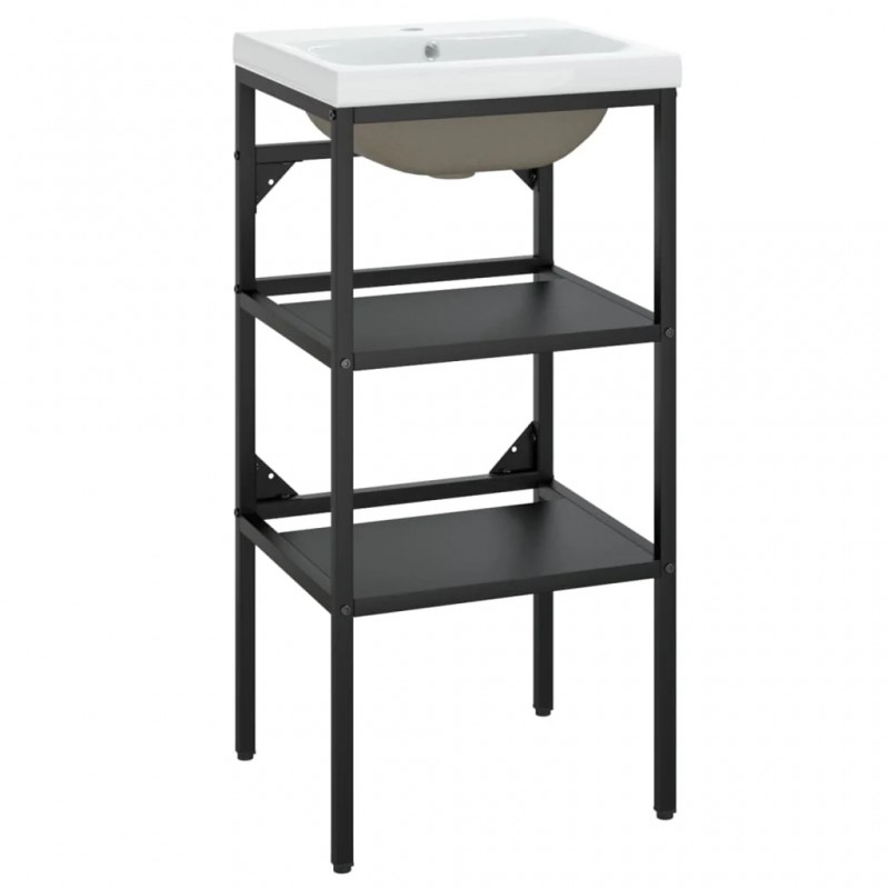 Bathroom Washbasin Frame with Built-in Basin Black Iron Bathroom Washbasin Frame with Built-in Basin Black Iron