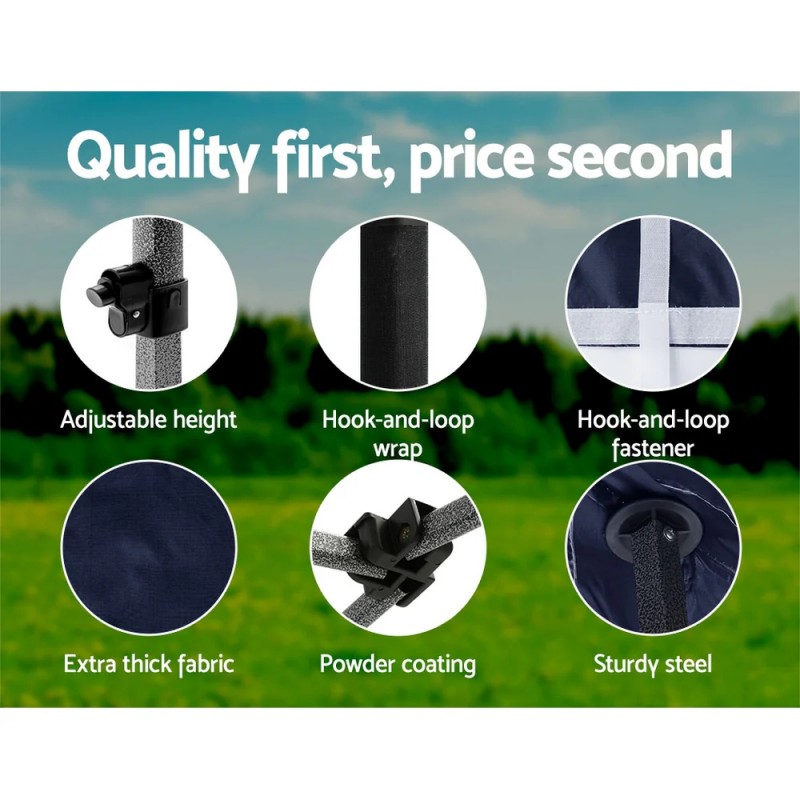 Instahut Gazebo Pop Up Marquee 3x3m Folding Tent Wedding Outdoor Camping Canopy Gazebos Shade Navy Instahut Gazebo Pop Up Marquee 3x3m Folding Tent Wedding Outdoor Camping Canopy Gazebos Shade Navy