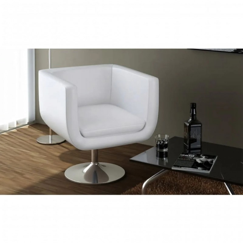 Bar Chairs 2 pcs White Faux Leather Bar Chairs 2 pcs White Faux Leather