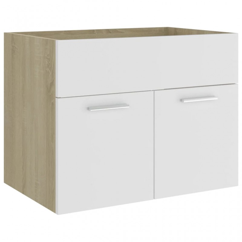 2 Piece Bathroom Furniture Set White and Sonoma Oak Engineered Wood 2 Piece Bathroom Furniture Set White and Sonoma Oak Engineered Wood