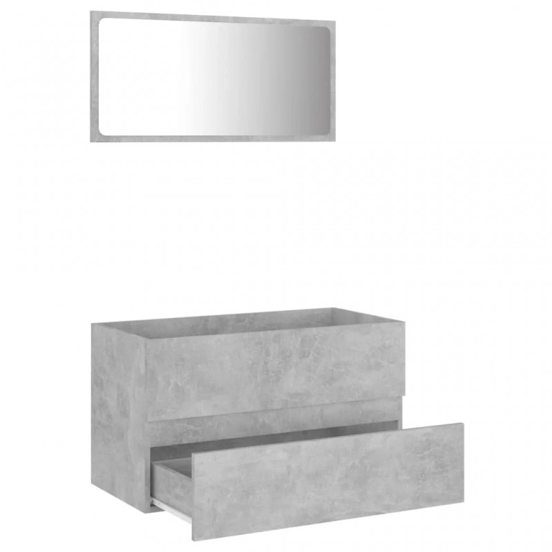 2 Piece Bathroom Furniture Set Concrete Grey Engineered Wood 2 Piece Bathroom Furniture Set Concrete Grey Engineered Wood