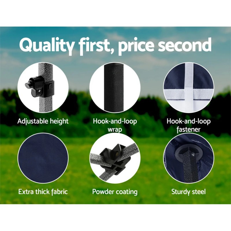 Instahut Gazebo 3x4.5 Pop Up Marquee Folding Tent Wedding Gazebos Camping Outdoor Shade Canopy Navy Instahut Gazebo 3x4.5 Pop Up Marquee Folding Tent Wedding Gazebos Camping Outdoor Shade Canopy Navy