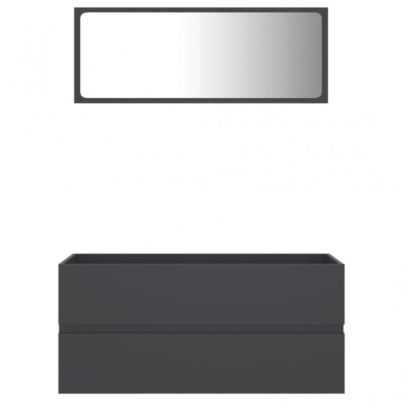 2 Piece Bathroom Furniture Set Grey Engineered Wood 2 Piece Bathroom Furniture Set Grey Engineered Wood