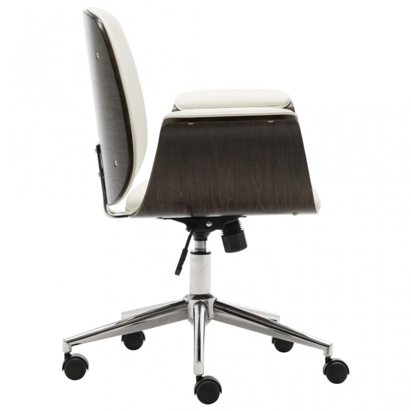 Office Chair White Bent Wood and Faux Leather Office Chair White Bent Wood and Faux Leather