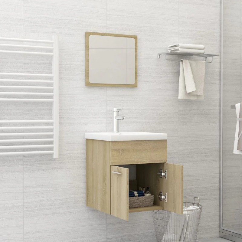 2 Piece Bathroom Furniture Set Sonoma Oak Engineered Wood 2 Piece Bathroom Furniture Set Sonoma Oak Engineered Wood