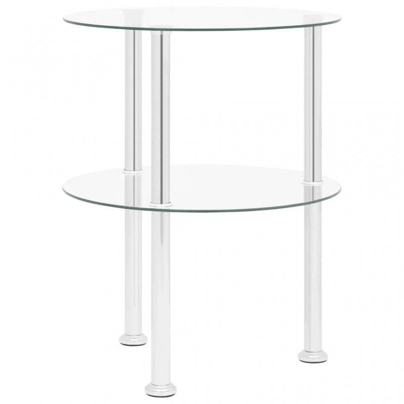 2-Tier Side Table Transparent 38 cm Tempered Glass 2-Tier Side Table Transparent 38 cm Tempered Glass