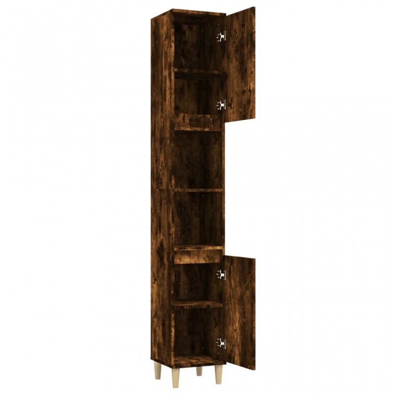 Bathroom Cabinet Smoked Oak 30x30x190 cm Engineered Wood Bathroom Cabinet Smoked Oak 30x30x190 cm Engineered Wood