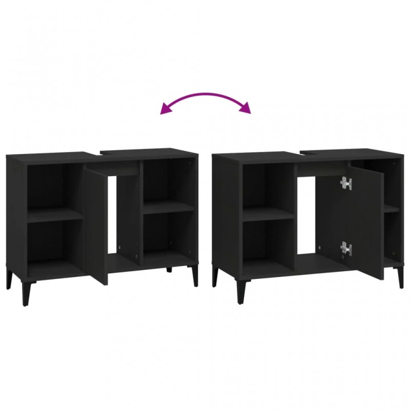 Sink Cabinet Black 80x33x60 cm Engineered Wood Sink Cabinet Black 80x33x60 cm Engineered Wood