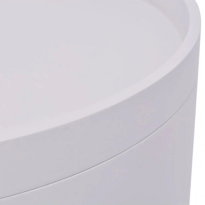 Side Table with Serving Tray Round 39.5x44.5 cm White Side Table with Serving Tray Round 39.5x44.5 cm White