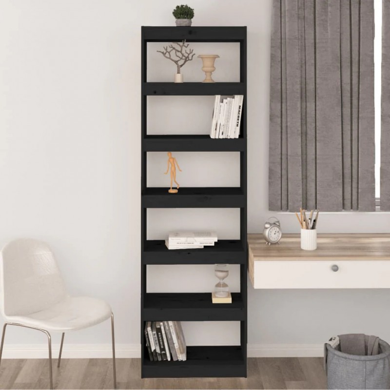 Book Cabinet/Room Divider Black 60x30x199.5 cm Solid Wood Pine Book Cabinet/Room Divider Black 60x30x199.5 cm Solid Wood Pine