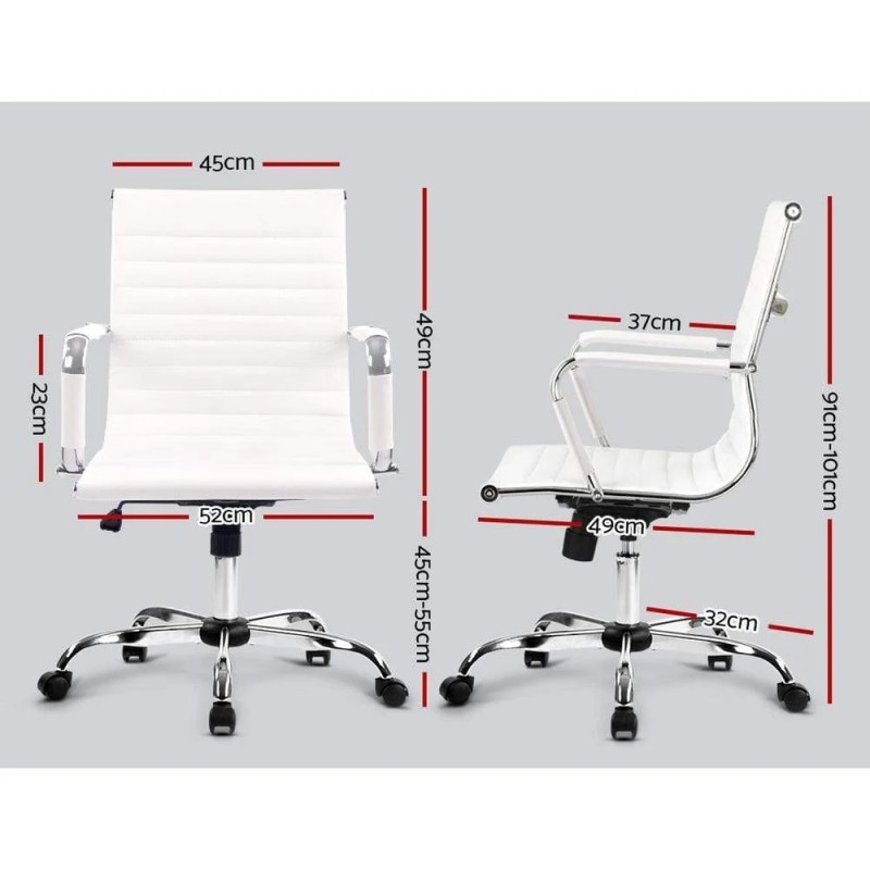 Artiss Office Chair Conference Chairs PU Leather Mid Back White Artiss Office Chair Conference Chairs PU Leather Mid Back White