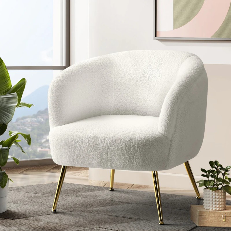 Artiss Armchair Lounge Chair Accent Chairs Armchairs Sherpa Boucle Sofa White Artiss Armchair Lounge Chair Accent Chairs Armchairs Sherpa Boucle Sofa White