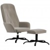 Relaxing Chair with Footstool Light Grey Velvet