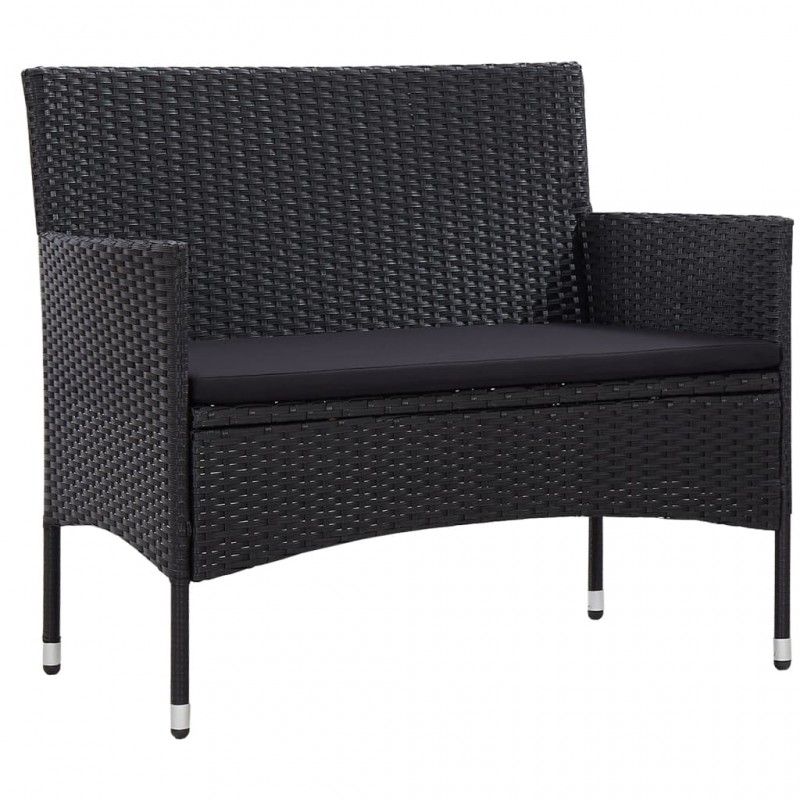 4 Piece Garden Lounge Set with Cushions Poly Rattan Black 4 Piece Garden Lounge Set with Cushions Poly Rattan Black