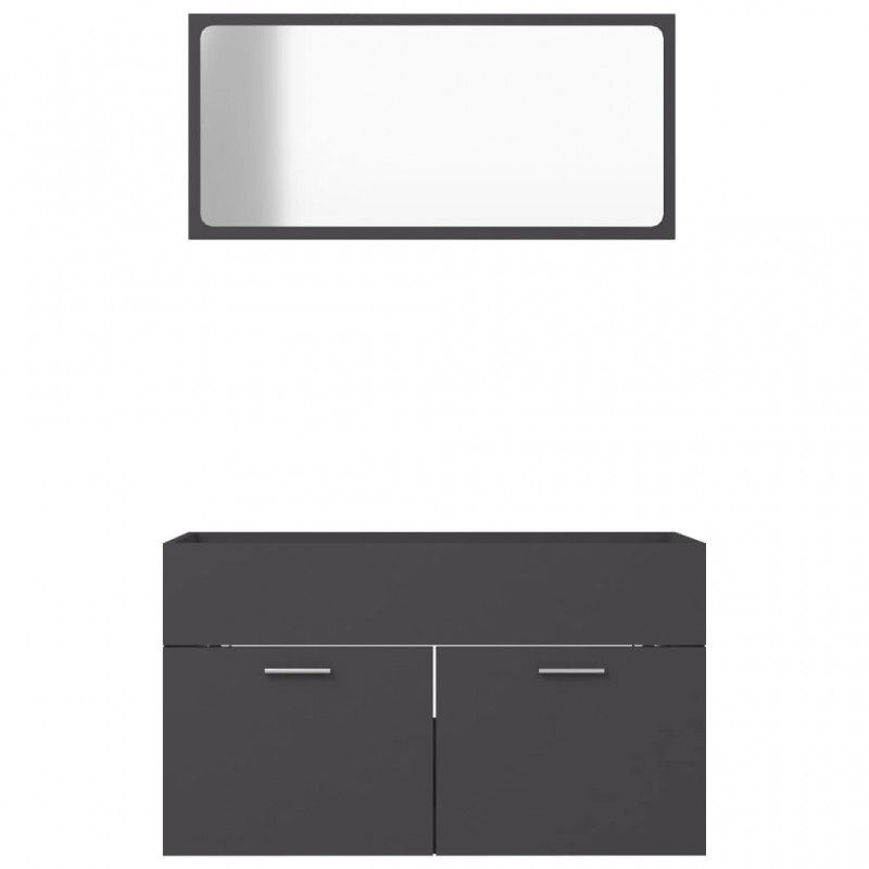 2 Piece Bathroom Furniture Set Grey Engineered Wood 2 Piece Bathroom Furniture Set Grey Engineered Wood