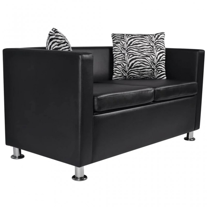 Sofa Set Artificial Leather 3-Seater 2-Seater Armchair Black Sofa Set Artificial Leather 3-Seater 2-Seater Armchair Black