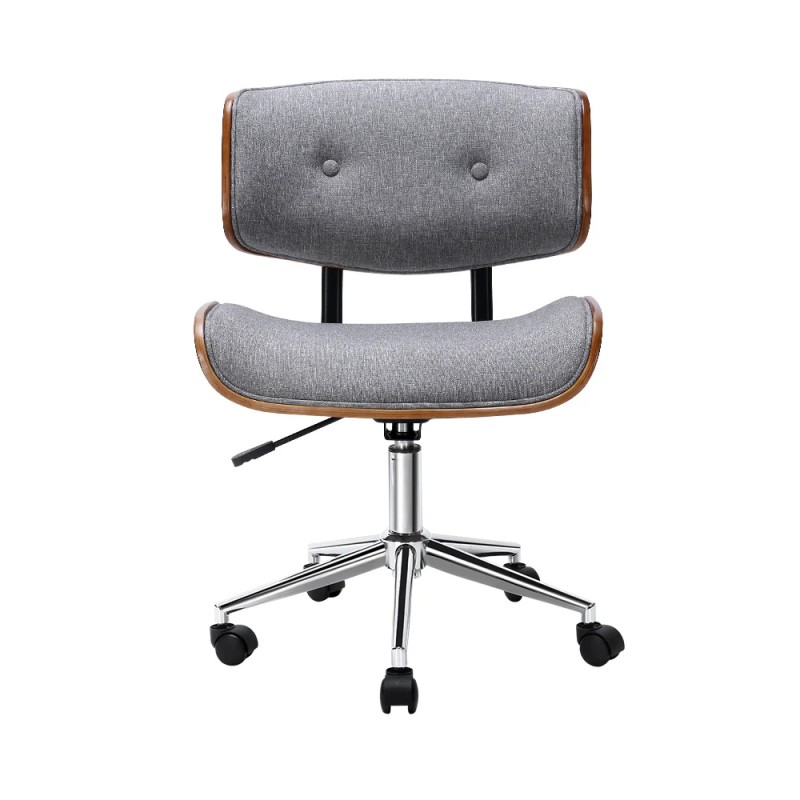 Artiss Wooden Office Chair Fabric Seat Grey Artiss Wooden Office Chair Fabric Seat Grey