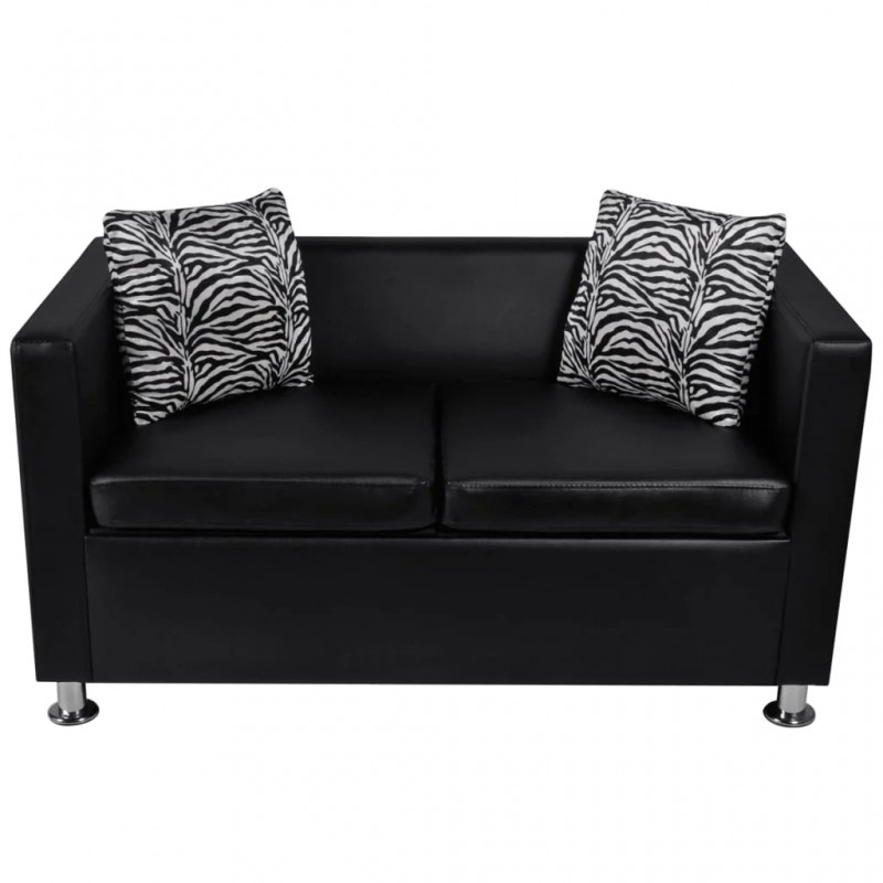 Sofa Set Artificial Leather 3-Seater 2-Seater Armchair Black Sofa Set Artificial Leather 3-Seater 2-Seater Armchair Black
